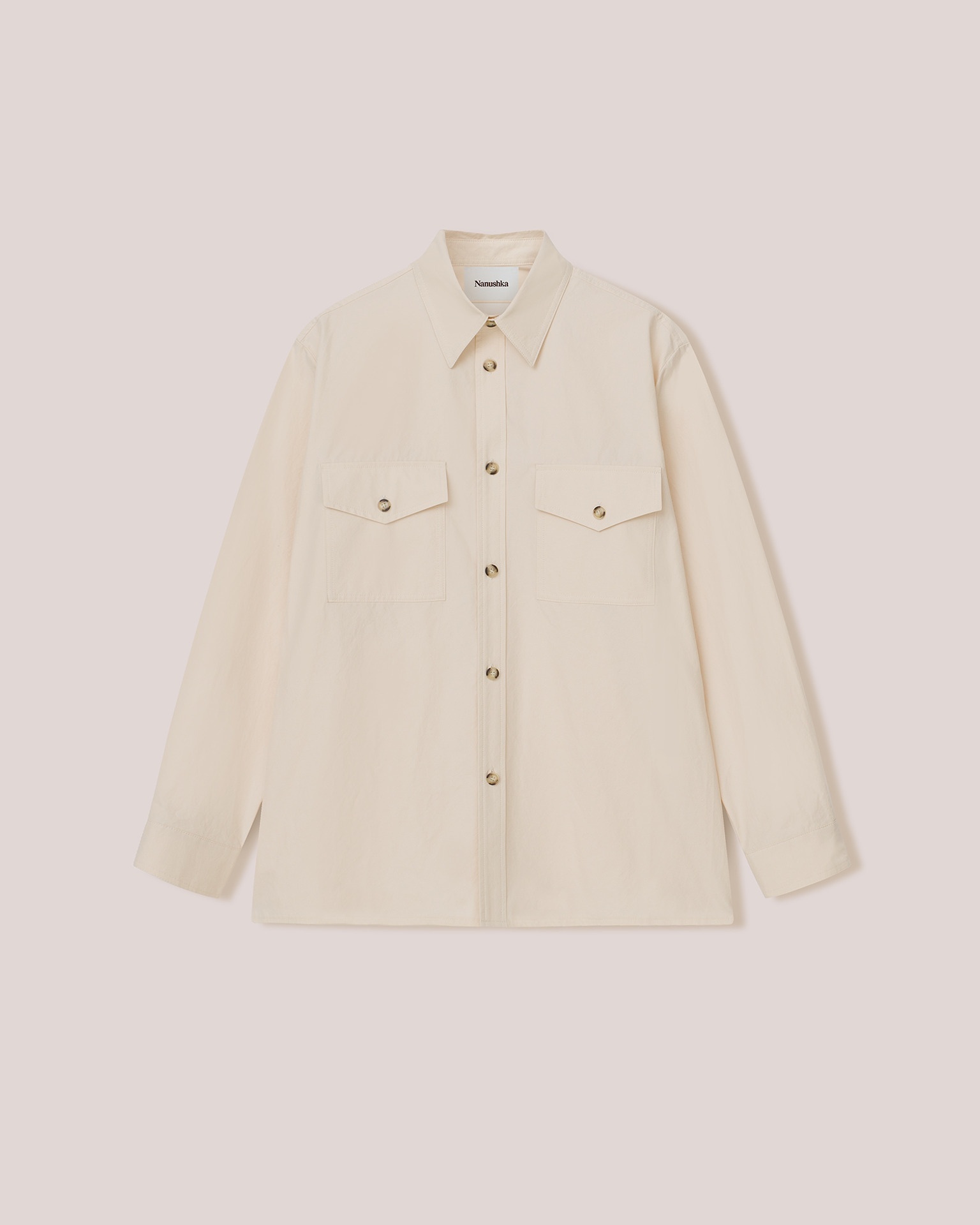 ZANDER - Heavy poplin oversized shirt - Creme - 1