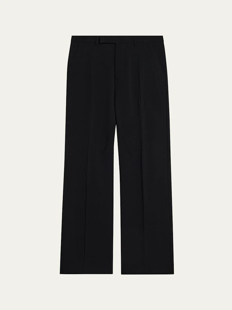 Men's Wool Grain Wide-Leg Trousers - 1
