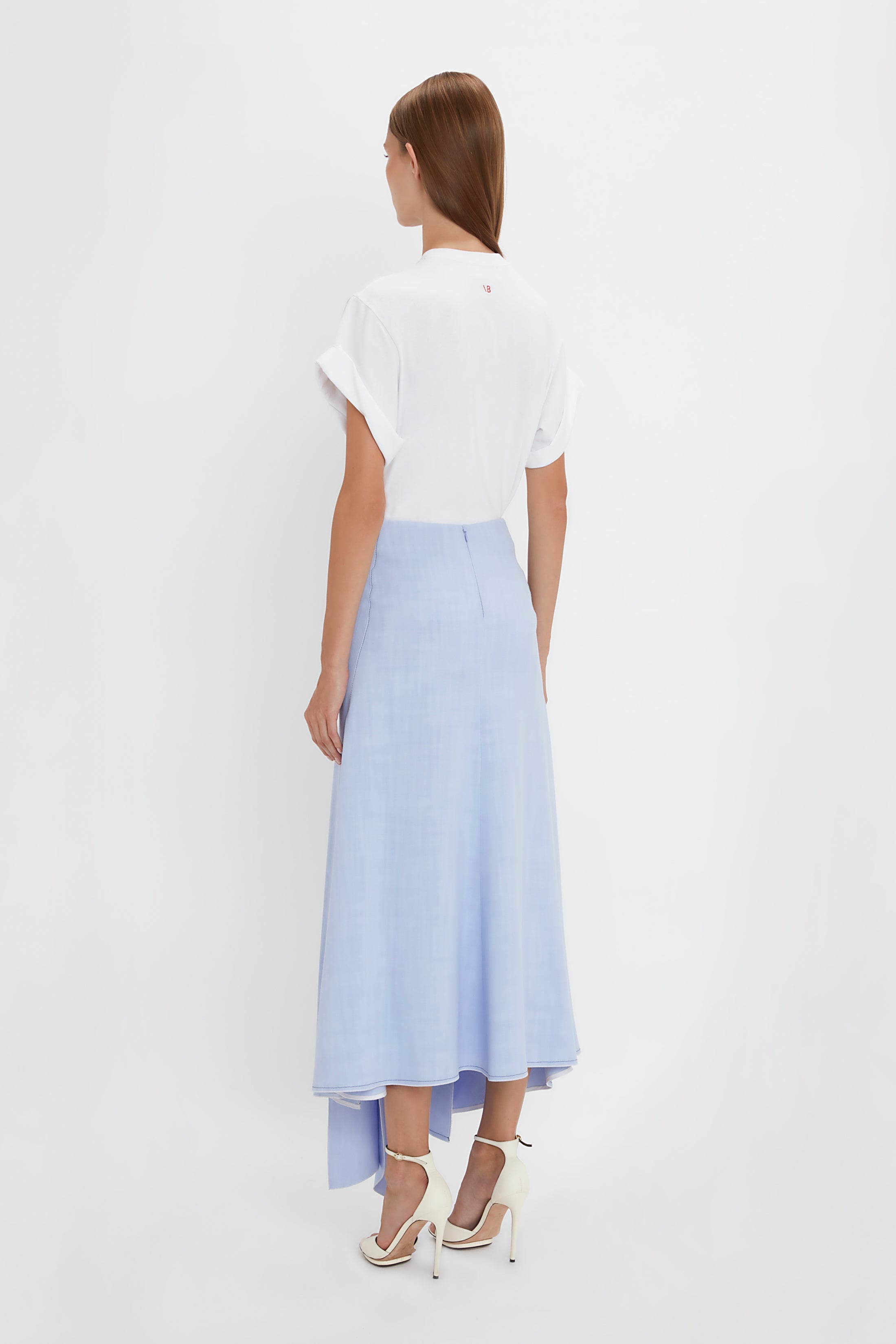 Asymmetric Tie Detail Skirt In Frost - 4