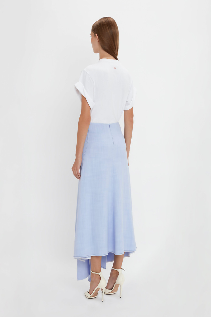 Asymmetric Tie Detail Skirt In Frost 4