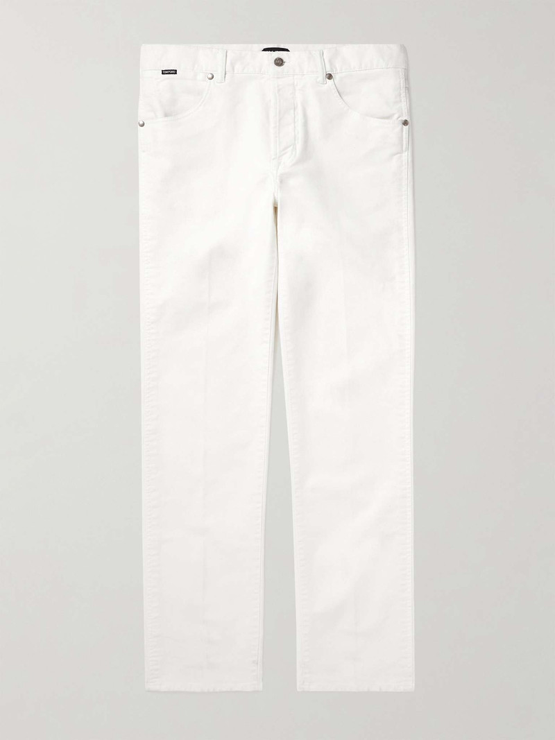 Slim-Fit Straight-Leg Cotton-Blend Moleskin Trousers 1