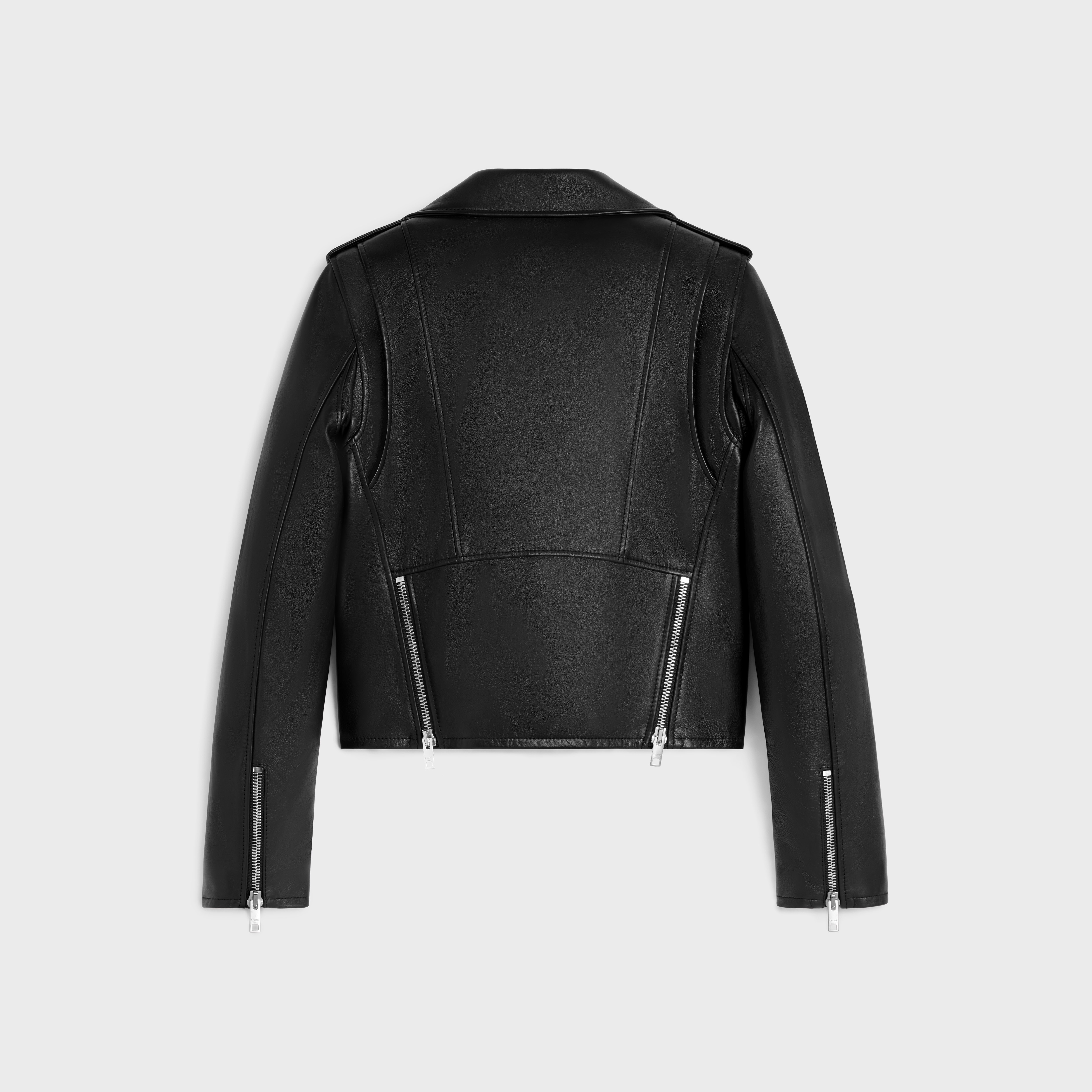 classic biker jacket in soft lambskin - 2