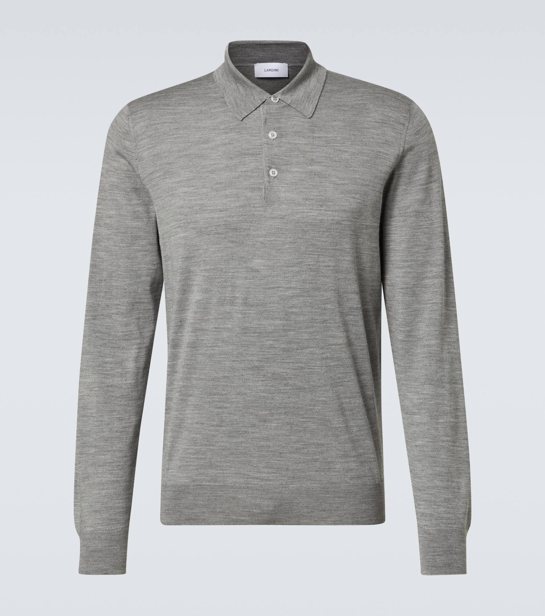 Knitted wool, silk, and cashmere polo shirt - 1