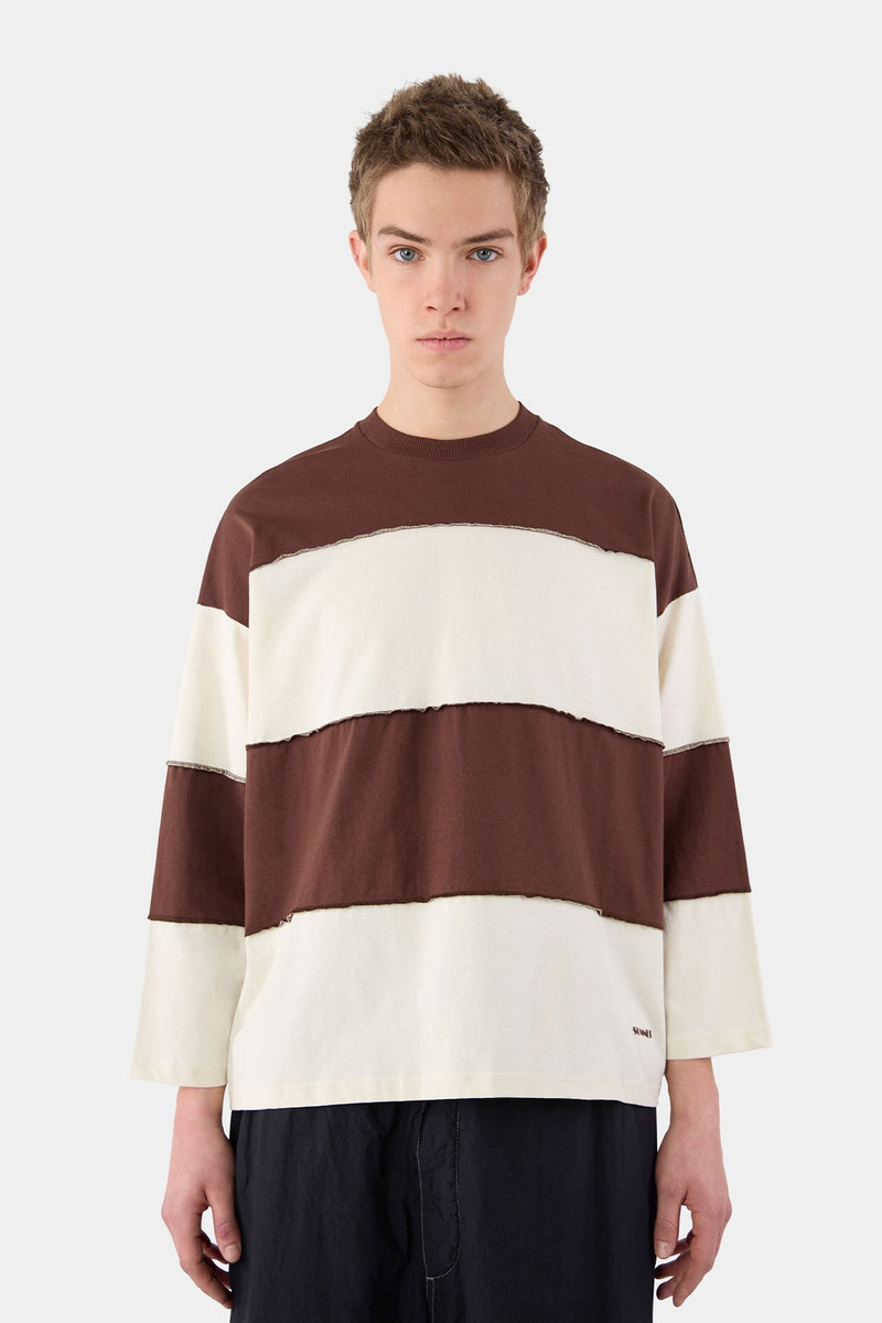 SUNNEI PANEL LONGSLEEVE T-SHIRT / brown & cream stripes outlook