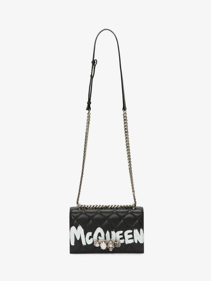 Women's Jewelled Satchel in Black/white 5