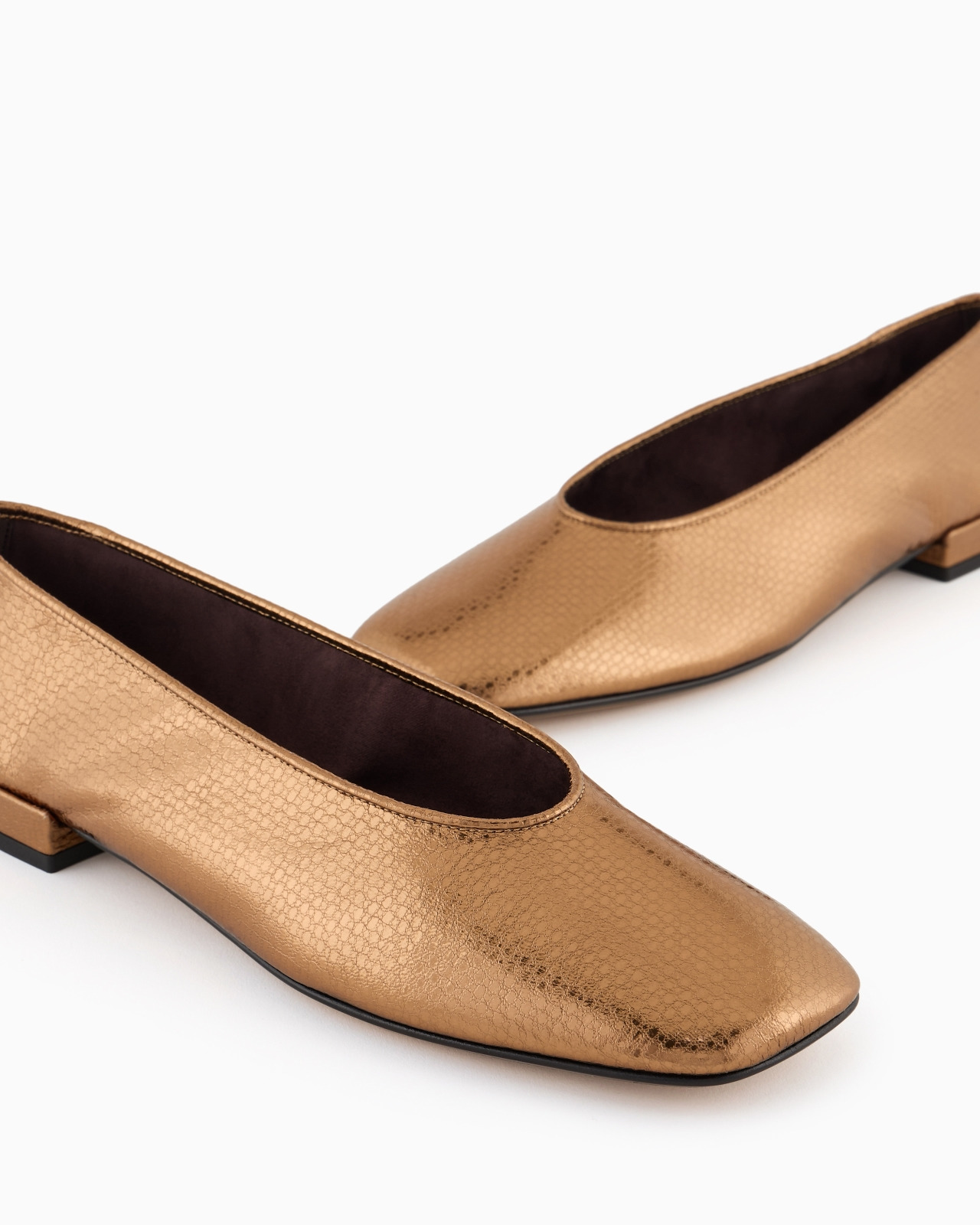 GIORGIO ARMANI X 10 CORSO COMO LAMÉ LEATHER BALLERINAS - 5