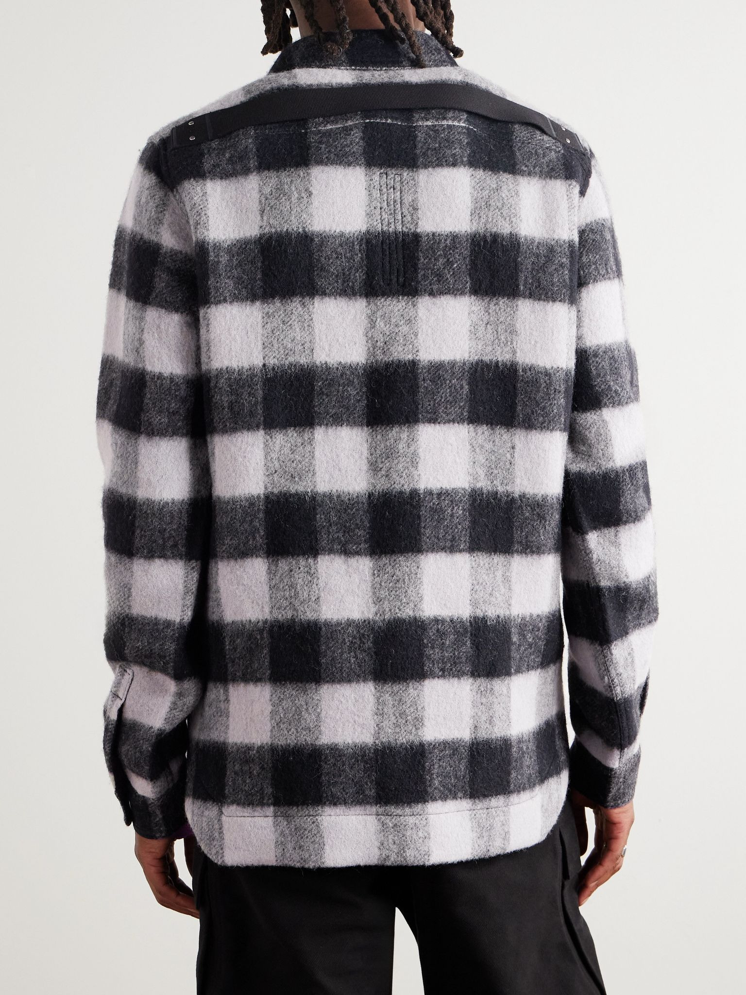 Checked Brushed-Wool Overshirt Black - 3