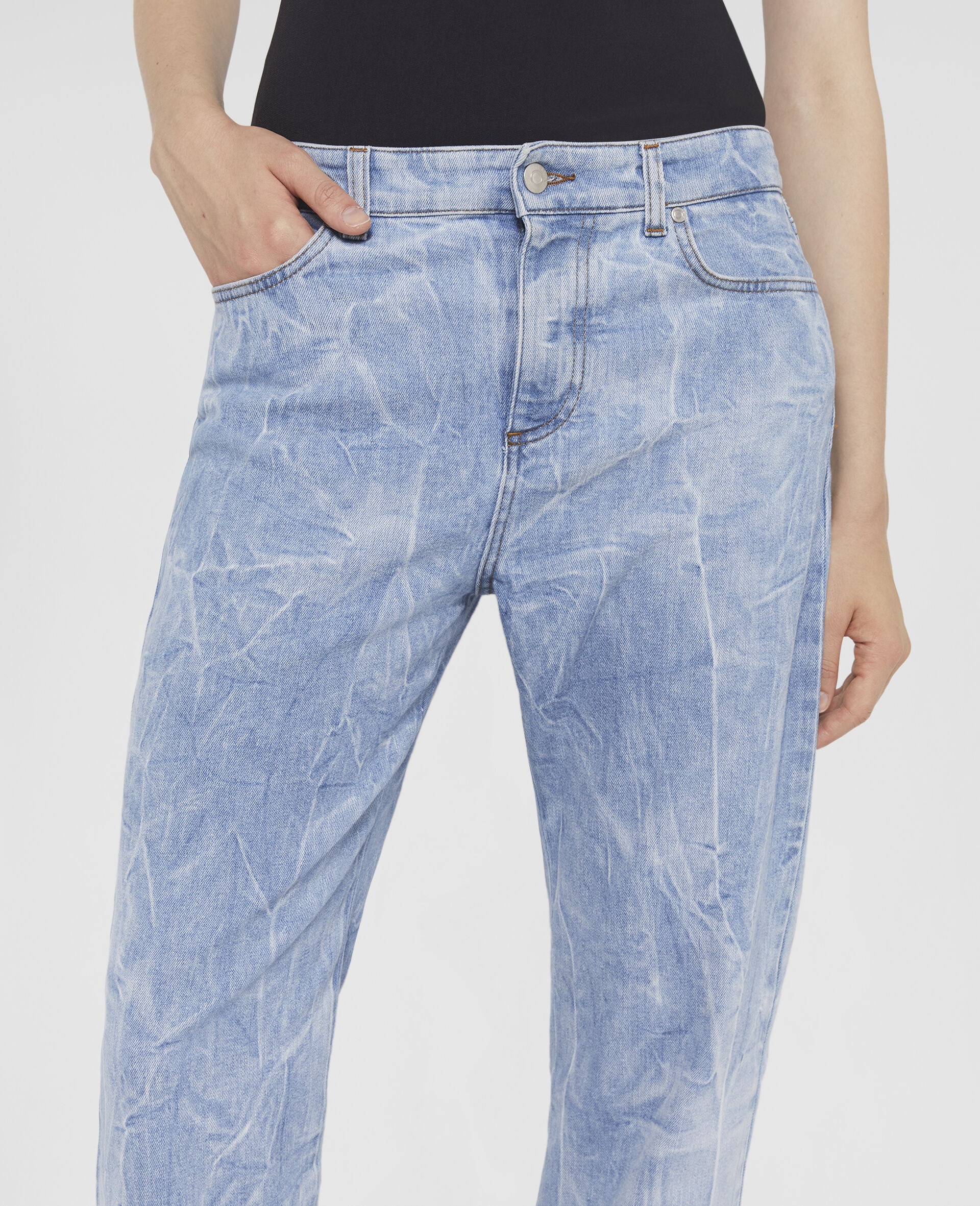 Crinkle Wash Straight Leg Jeans - 4