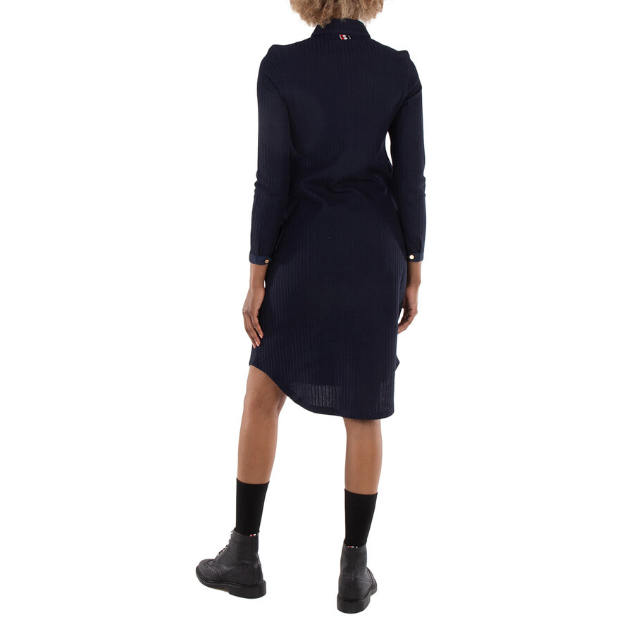 Thom Browne Cotton Tuck Rib Shirtdress - 4
