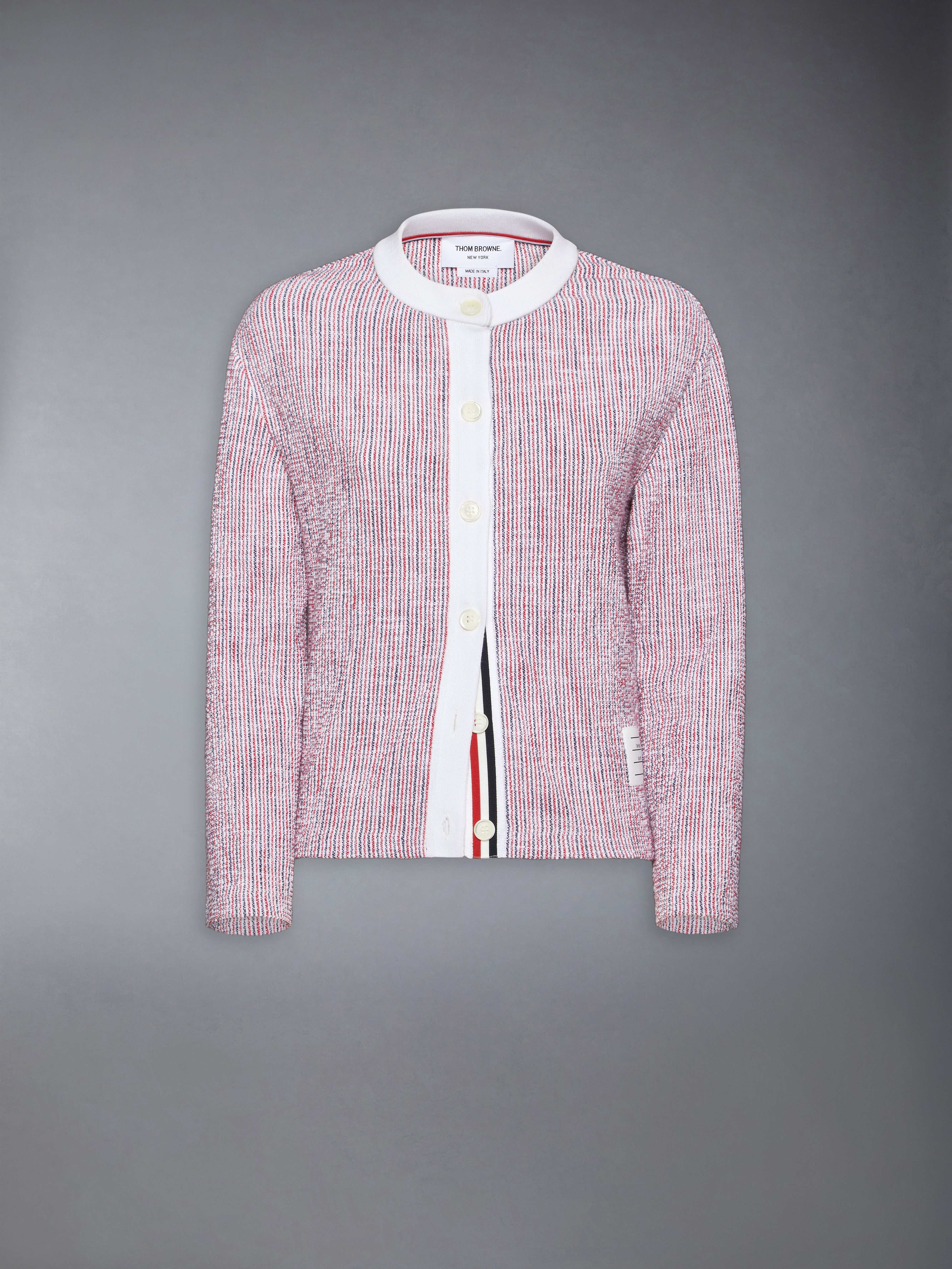 COTTON TWEED CREW NECK CARDIGAN - 1