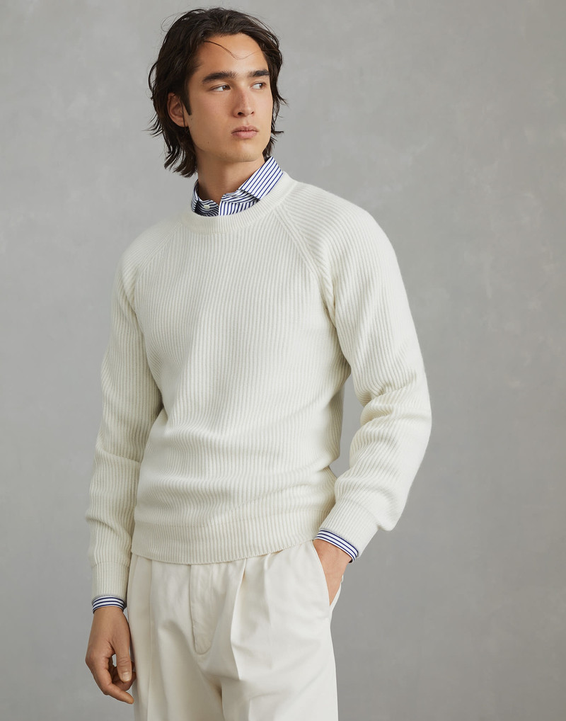 Cashmere English rib sweater with raglan sleeves - 1