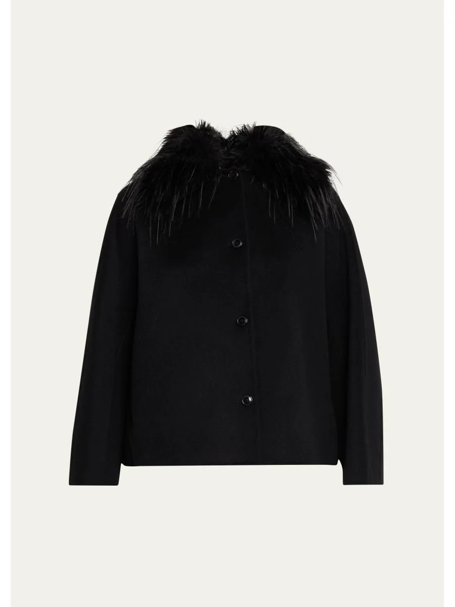 Rafe Faux Fur Collared Wool-Cashmere Jacket - 1