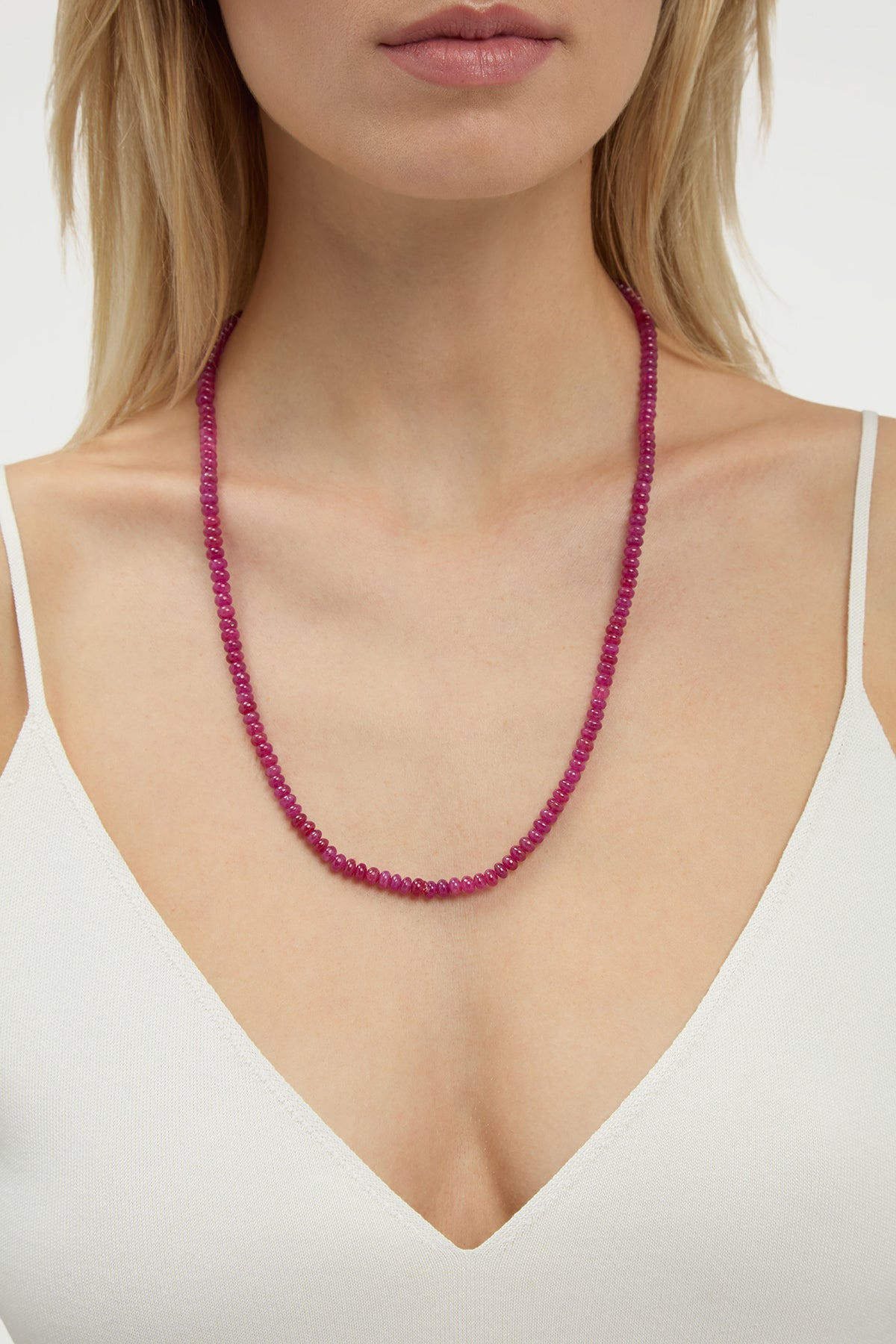 Beaded Necklace in Ruby (Medium Beads) - 2