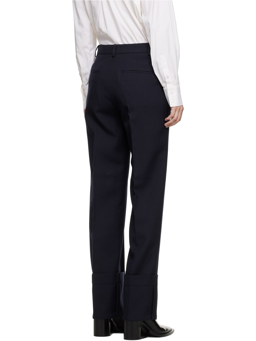 Navy Fold Up Trousers - 3