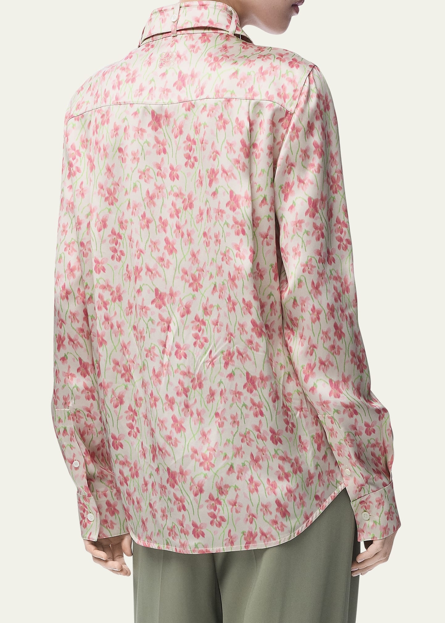 Floral Print Satin Button-Down Overshirt - 3