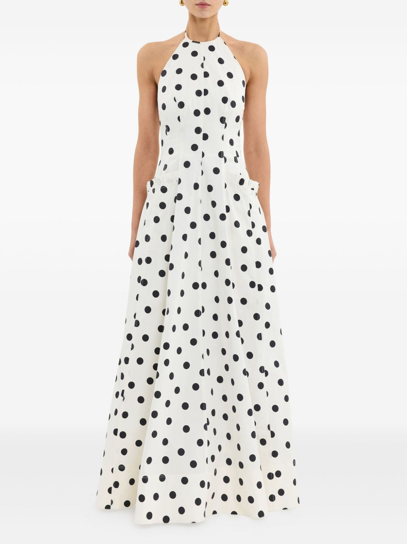 REBECCA VALLANCE halterneck polka dot maisie maxi dress outlook
