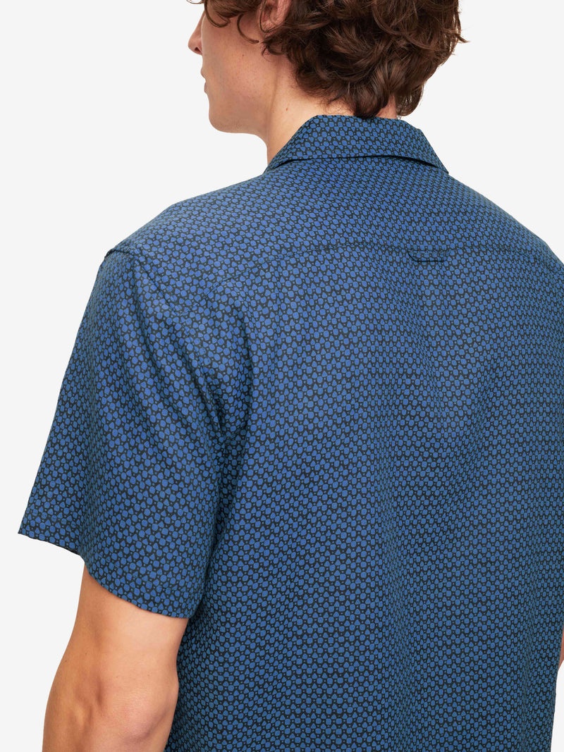 Men's Short Sleeve Shirt Milan 16 Linen Navy - 7