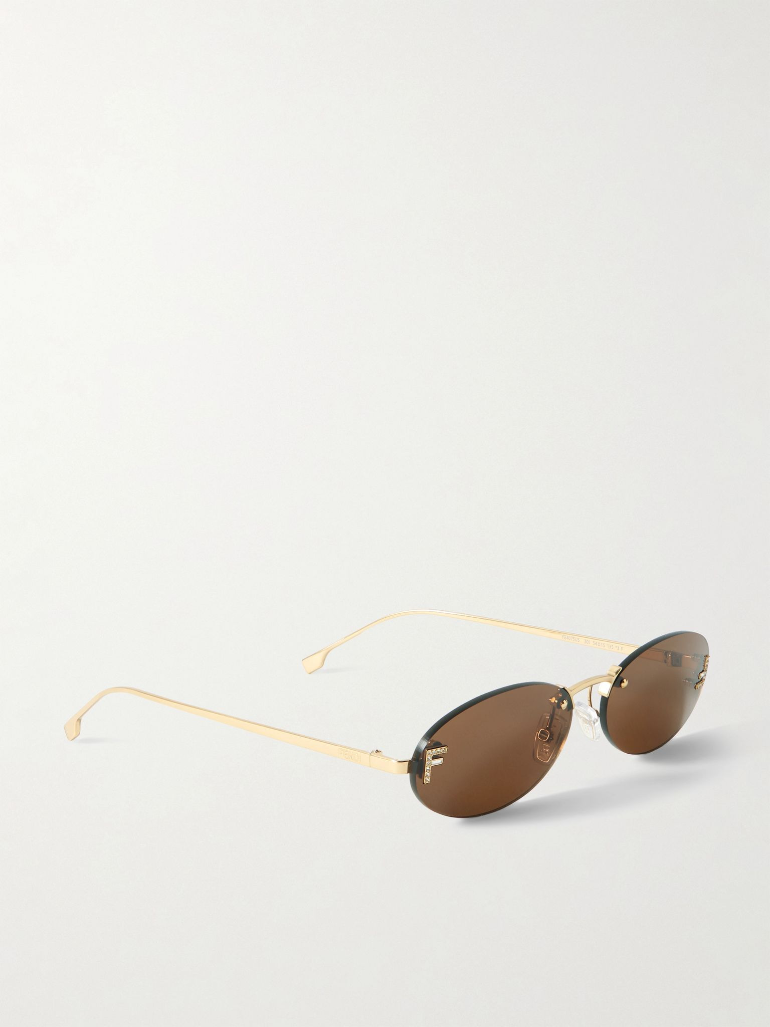 Oval-frame crystal-embellished gold-tone sunglasses Gold - 3