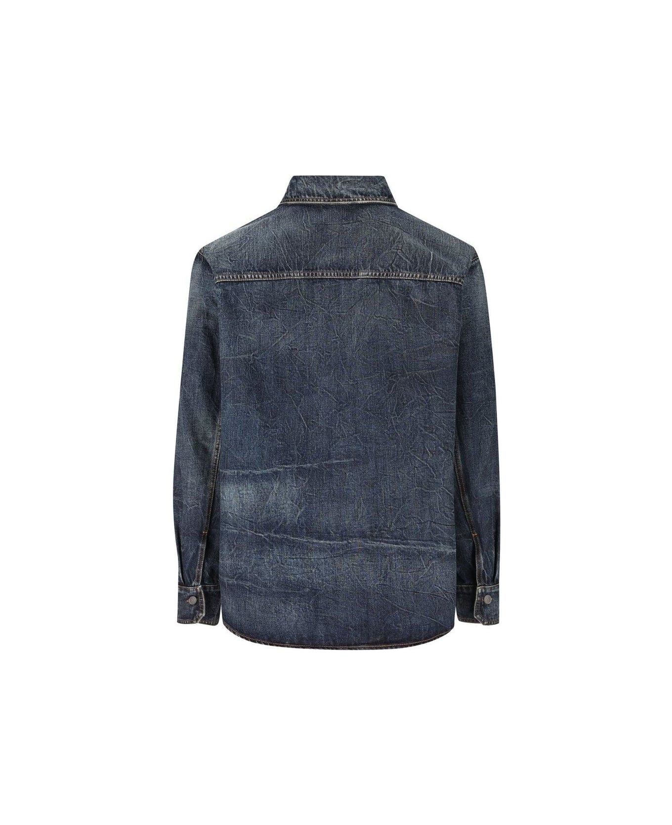 V-logo Buttoned Denim Jacket - 2