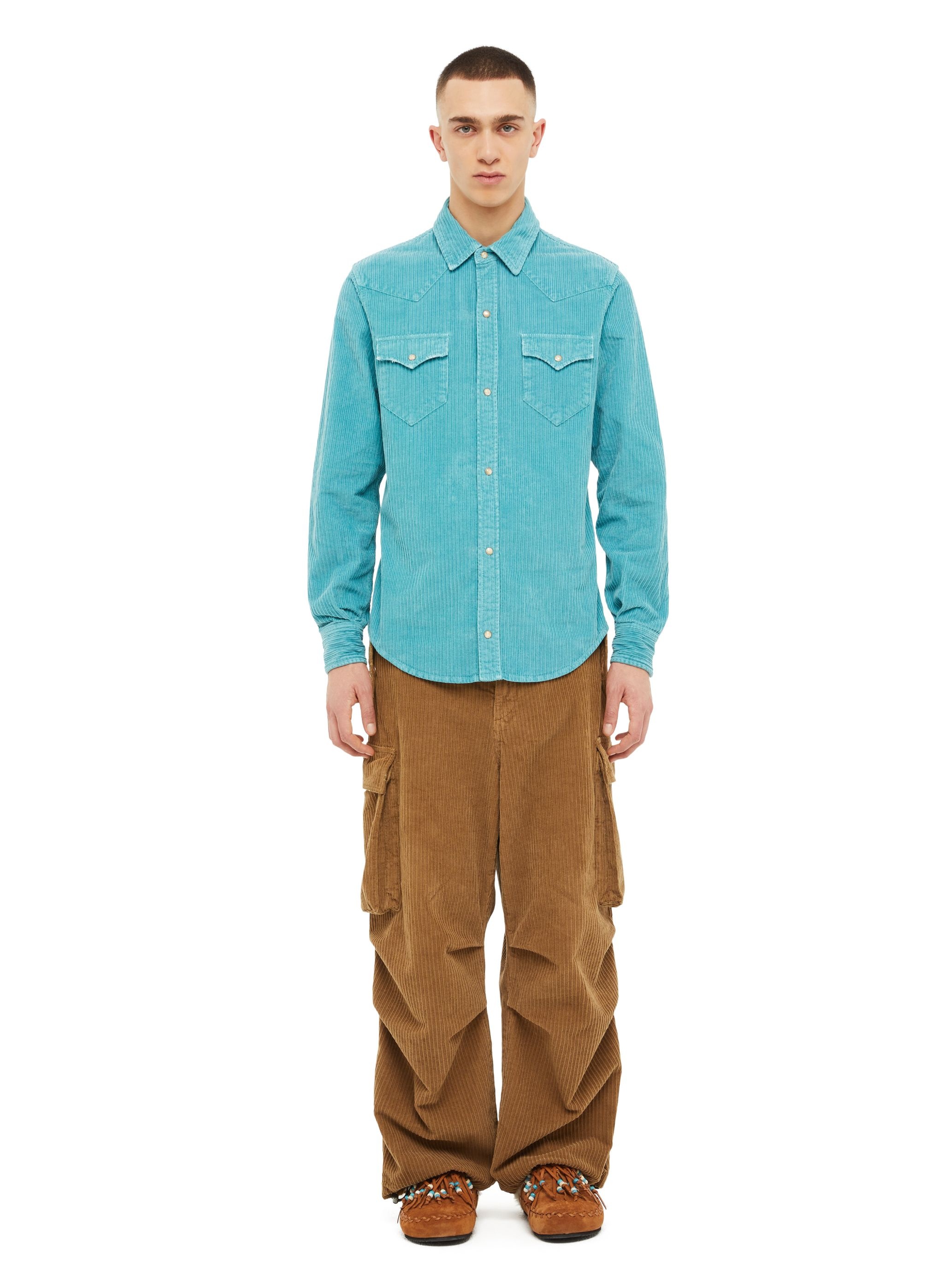 Velvet Corduroy Pockets Shirt - 4