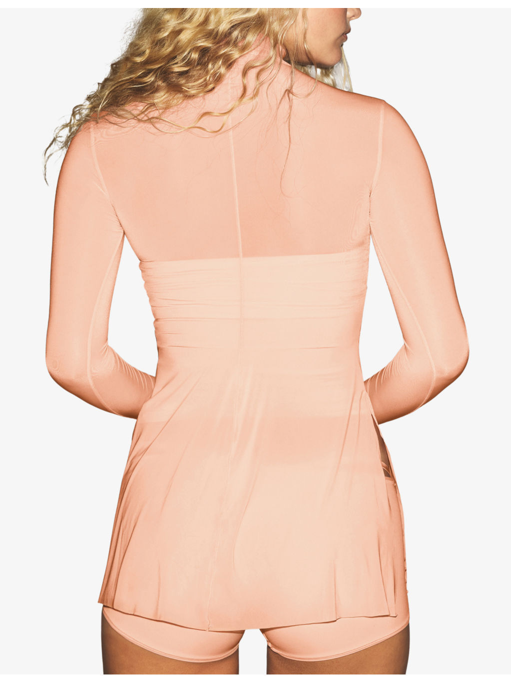 Milky Sheer Mock-Neck Jersey Tunic Top - 4