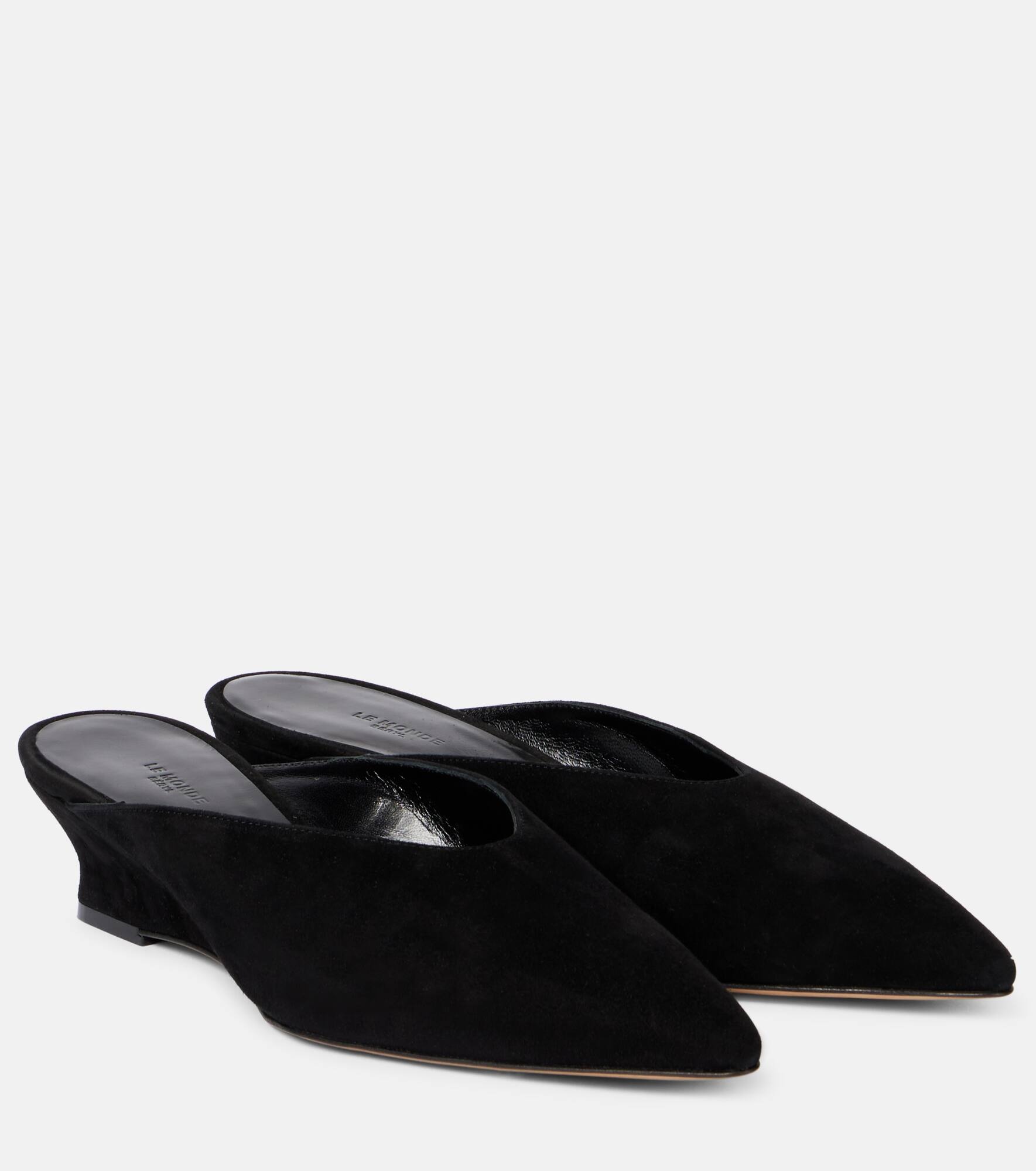 Suede wedge mules - 1