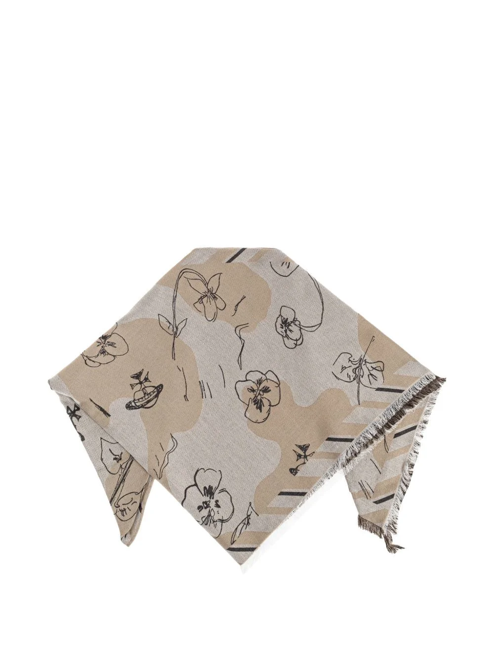 Orb-print frayed scarf - 1