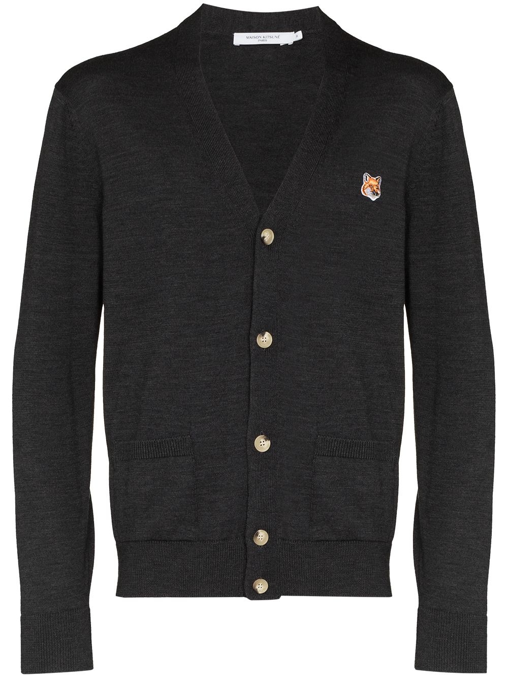 fox-patch wool cardigan - 1