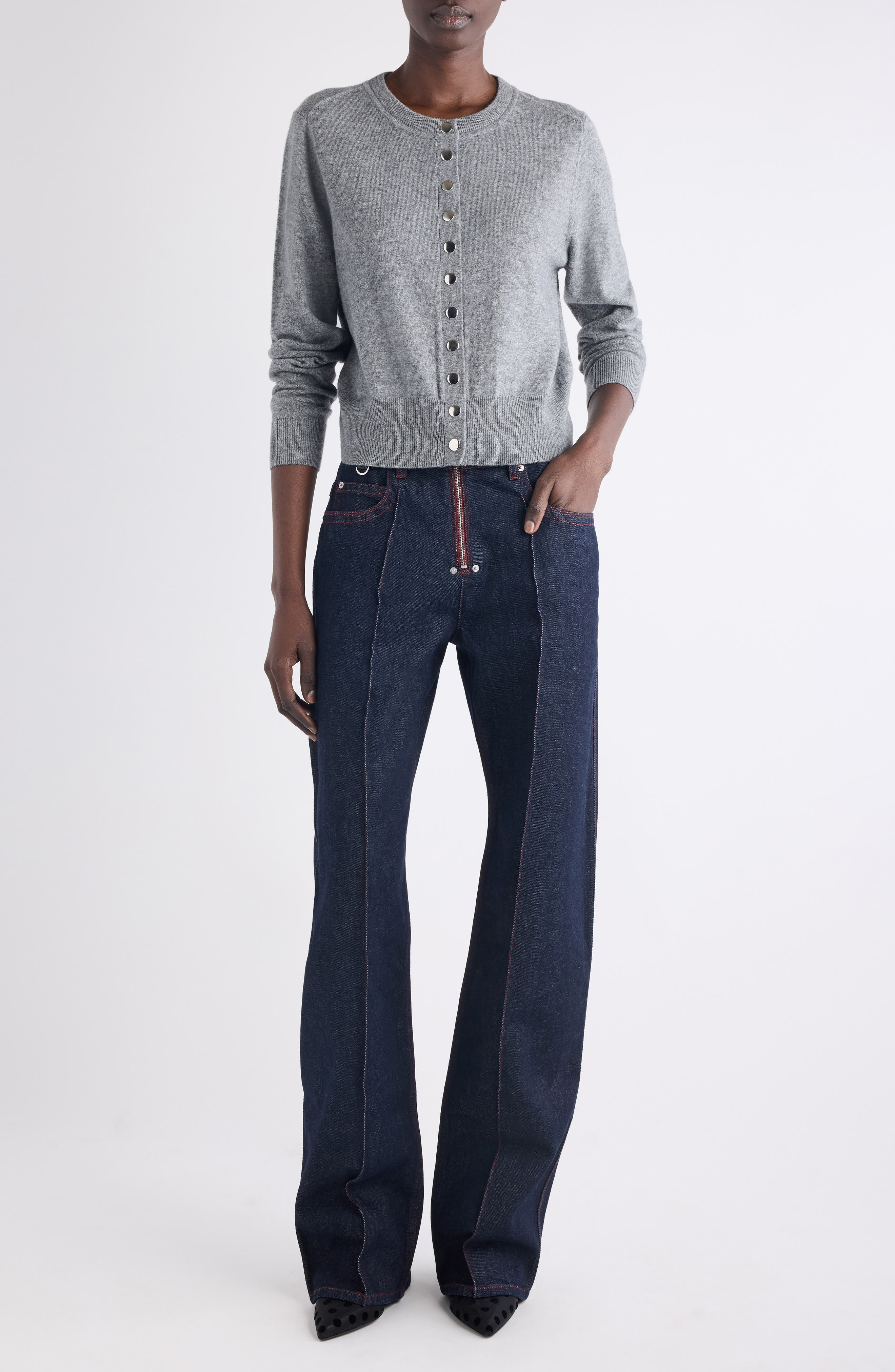 Isabel Marant Idesia Merino Wool & Cashmere Cardigan in Light Grey at Nordstrom - 2