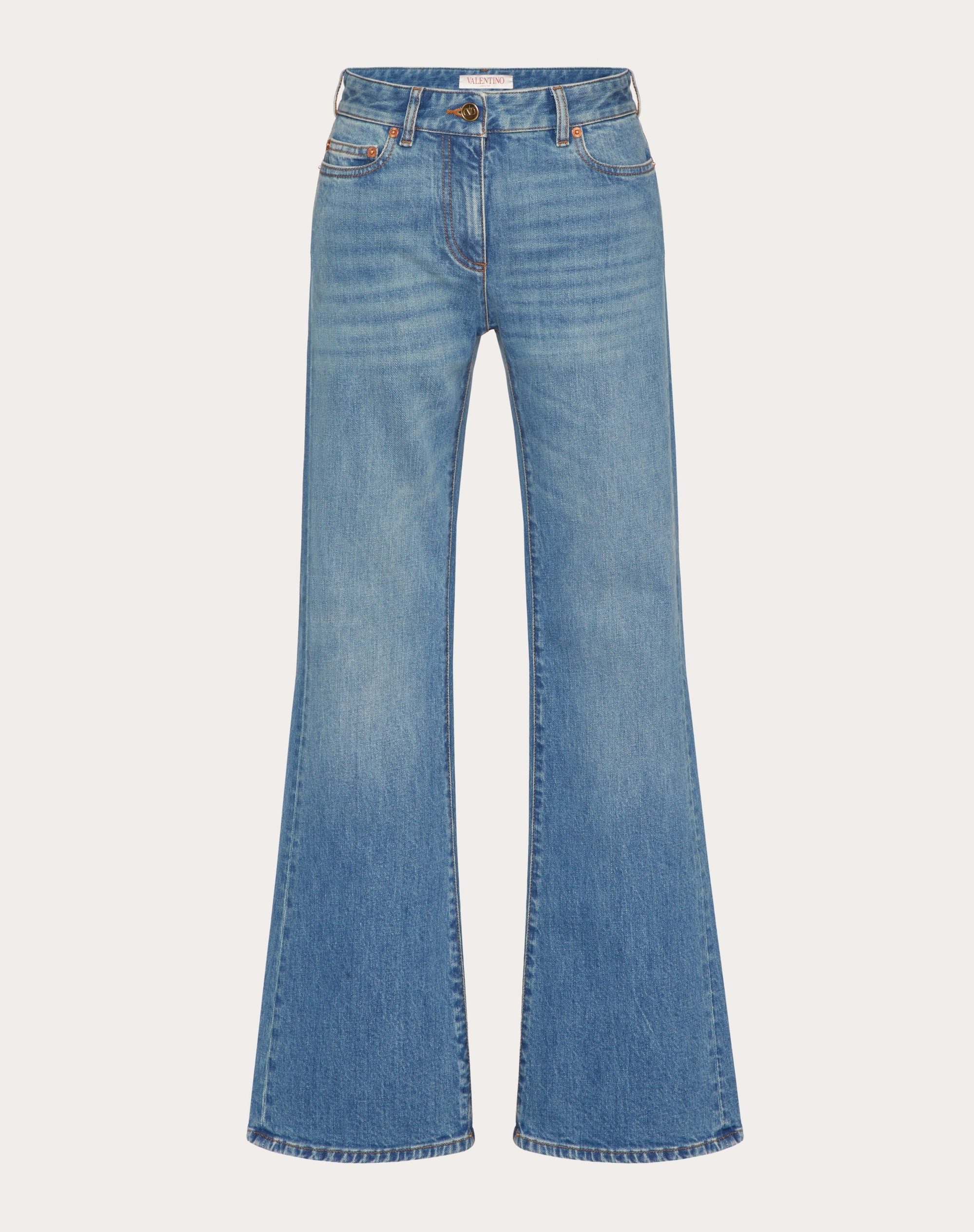 VLOGO CHAIN MEDIUM BLUE DENIM PANTS - 1