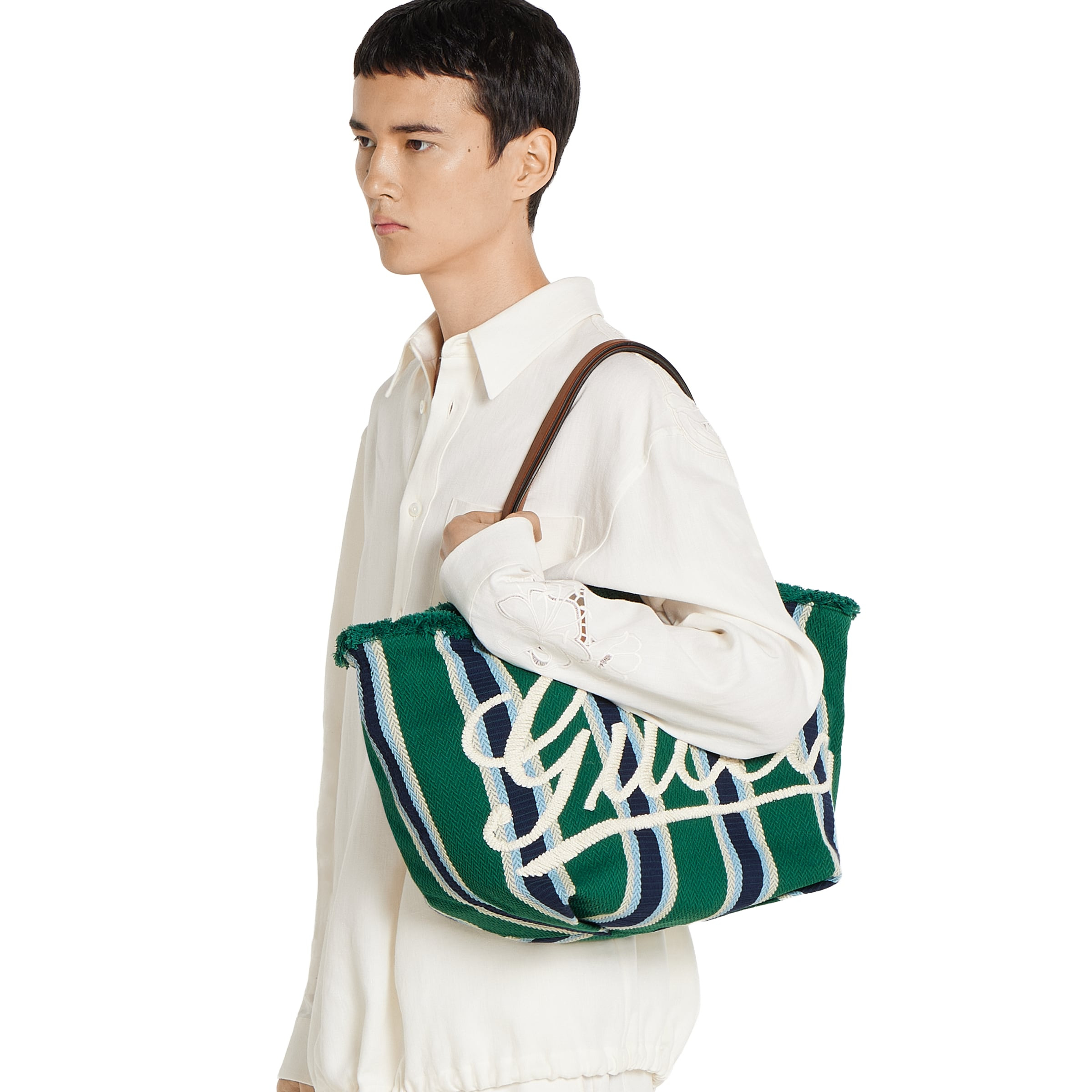 Medium embroidered canvas tote bag - 3