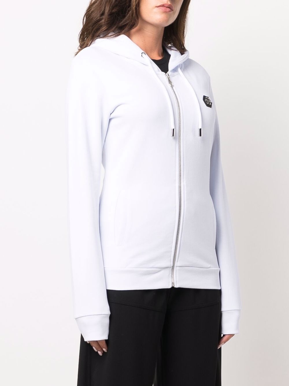 Skull logo print stud detail hoodie - 5