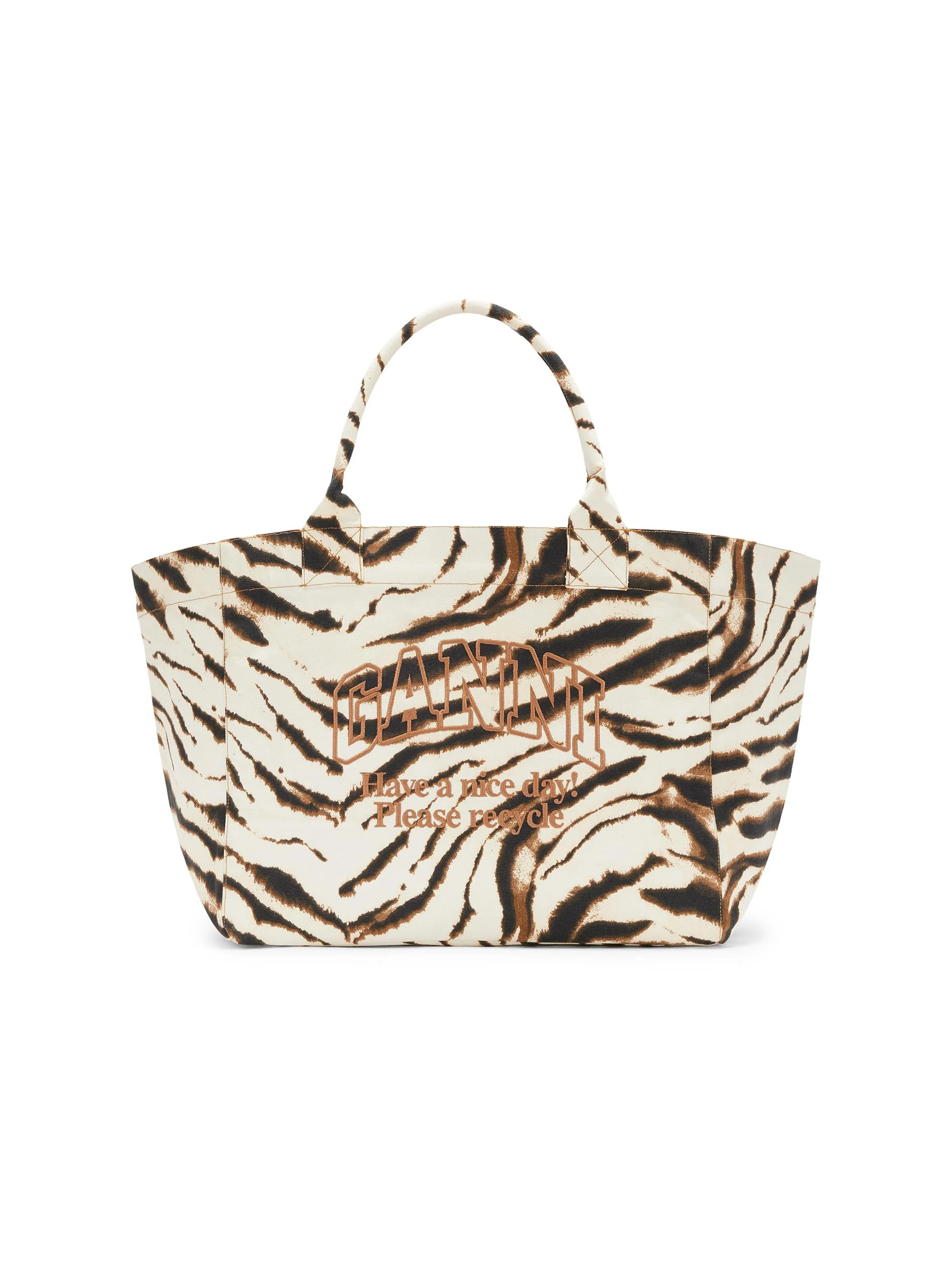 Women's Extra-Large Zebra-Print Cotton Tote Bag - White - 1