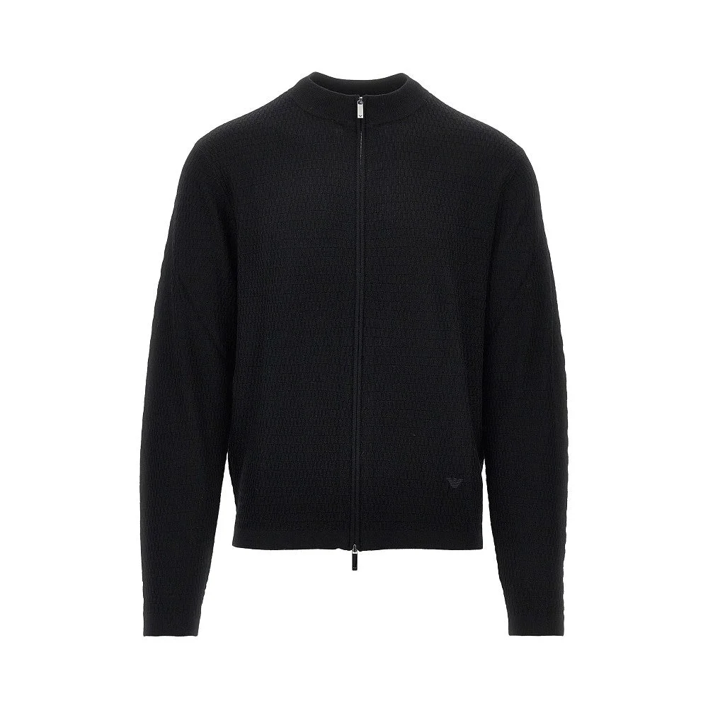 VIRGIN WOOL KNITTED CARDIGAN - 1