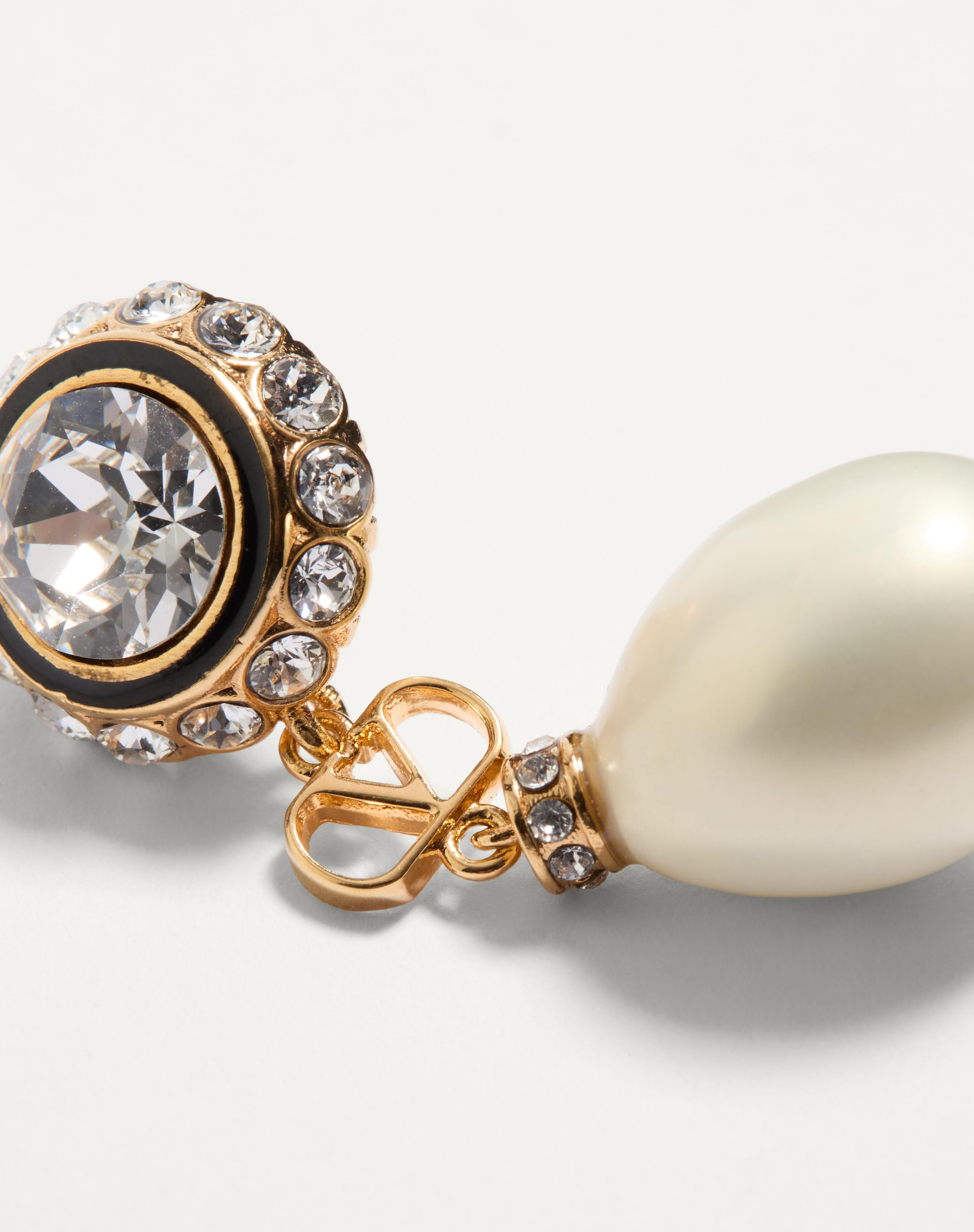 VLOGO SIGNATURE EARRINGS IN METAL, ENAMEL, PEARLS AND CRYSTALS - 3