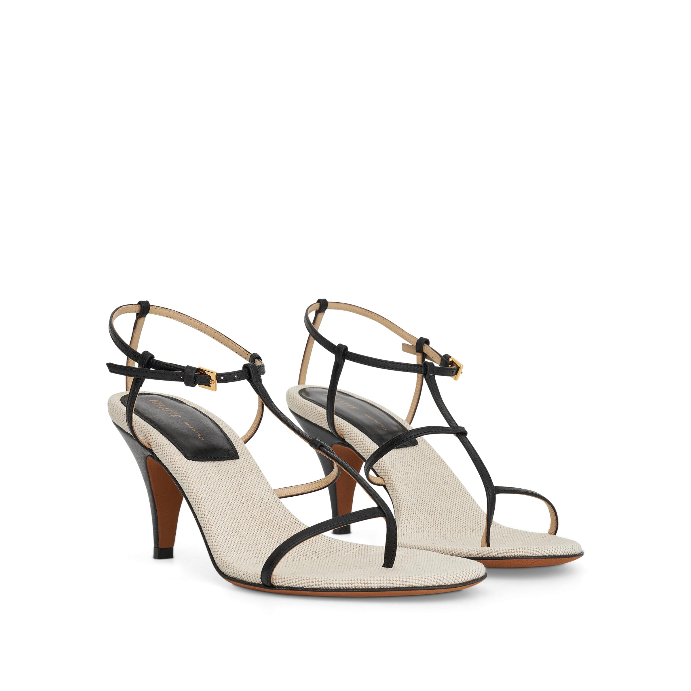 Jones T-Strap Heel Sandals in Black/Natural - 2