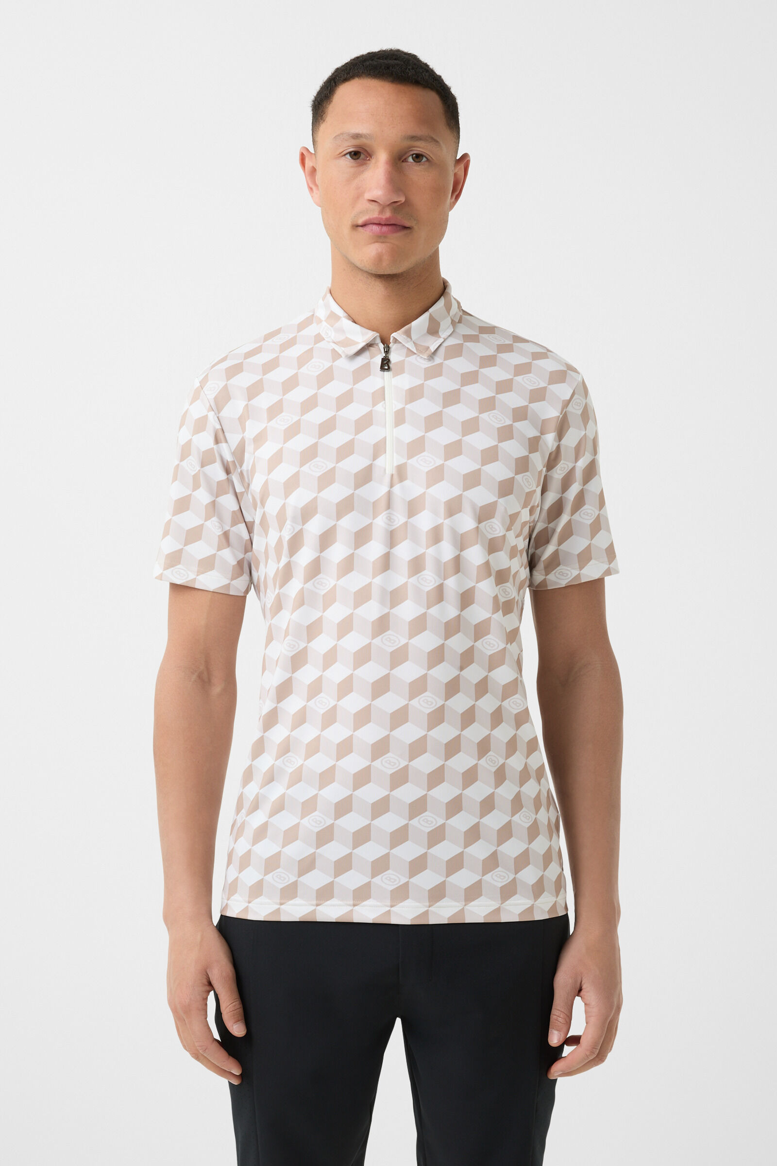 Tamiro functional short-sleeved top in Beige/Off-White - 2