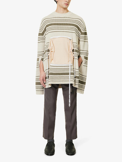 Craig Green Zipped-panel striped cotton-blend jumper outlook