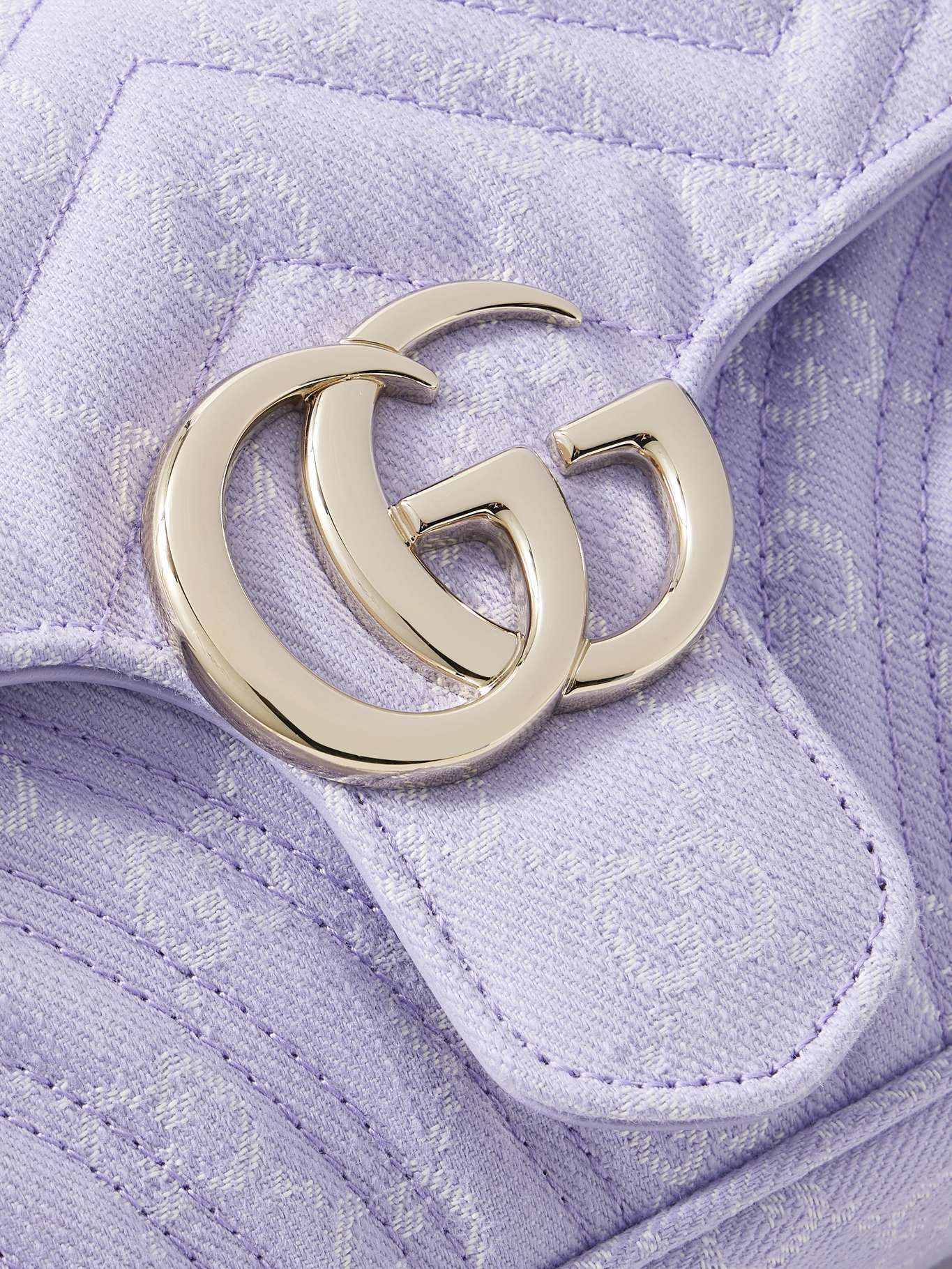 GG Marmont 2.0 embellished leather-trimmed matelassé twill-jacquard shoulder bag Purple - 4