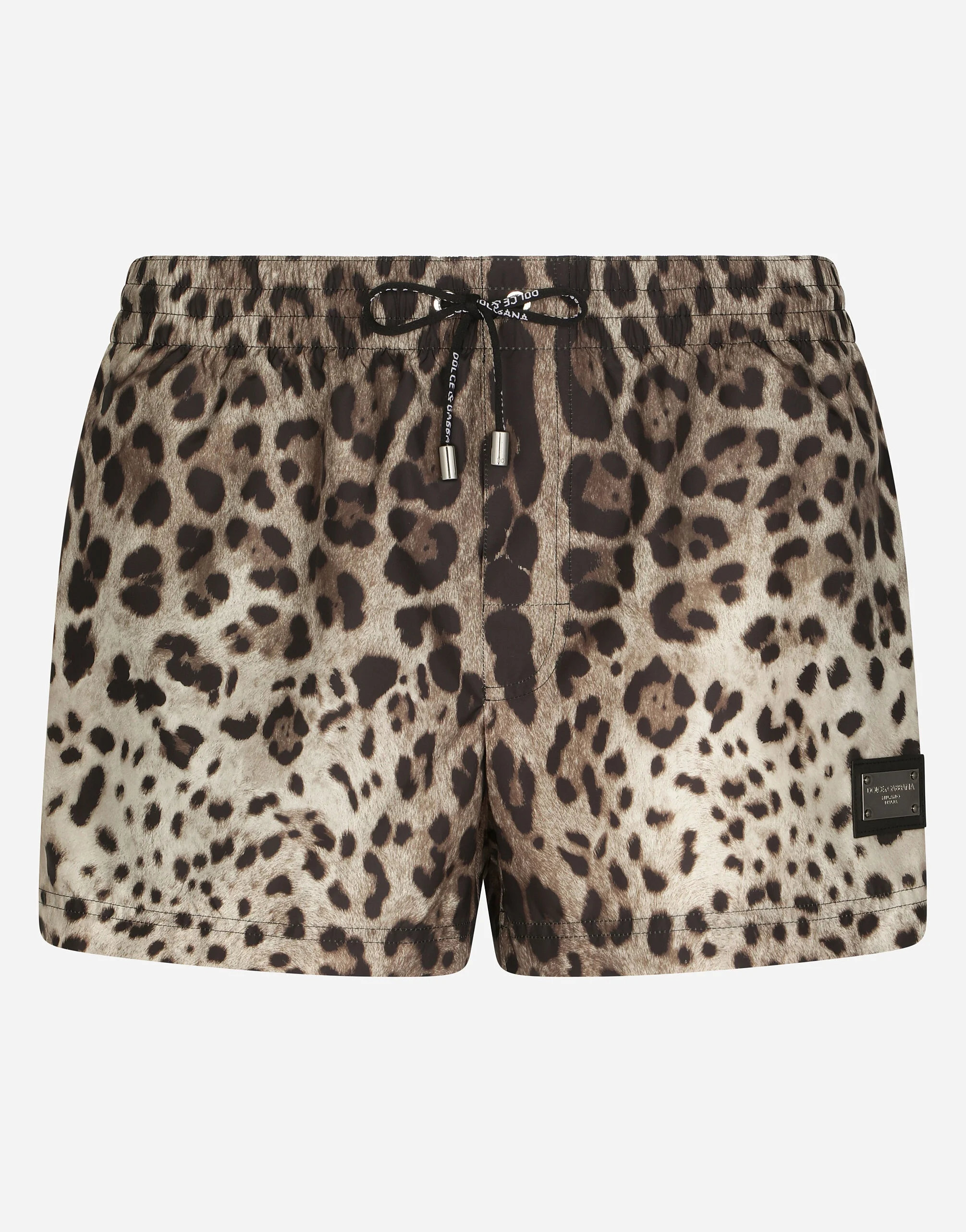 Short swim trunks with leopard print - 1
