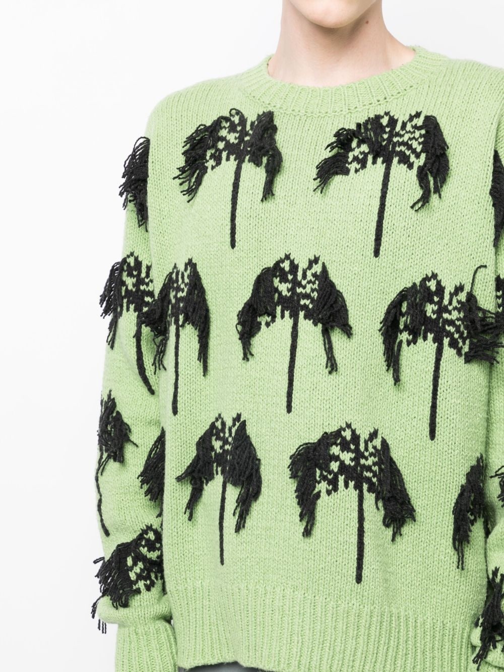 Intarsia fringed cotton-blend jumper - 5