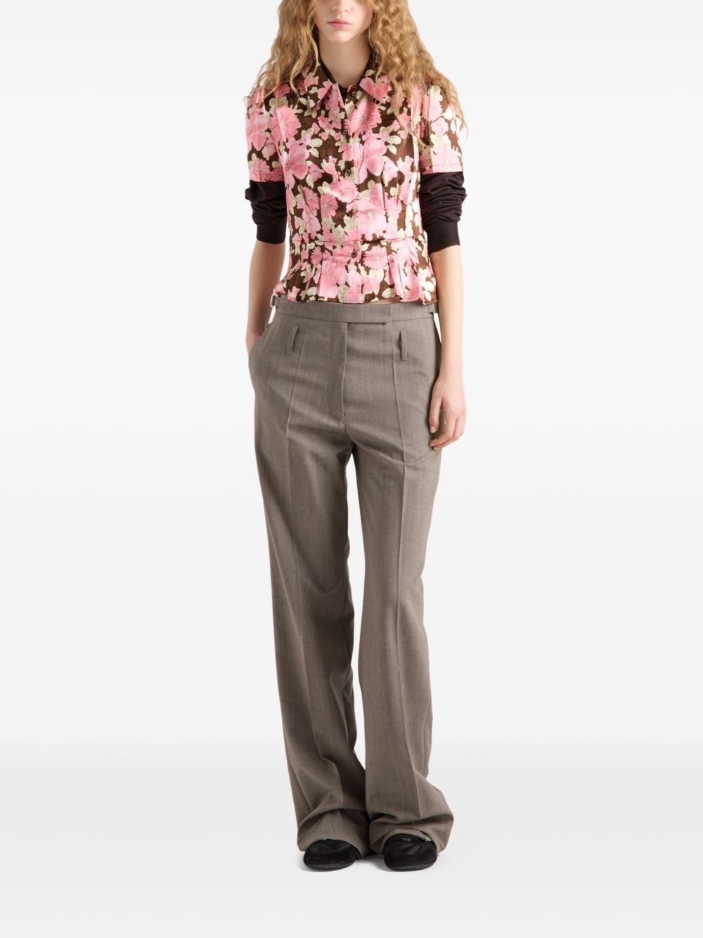 floral-print satin shirt - 2