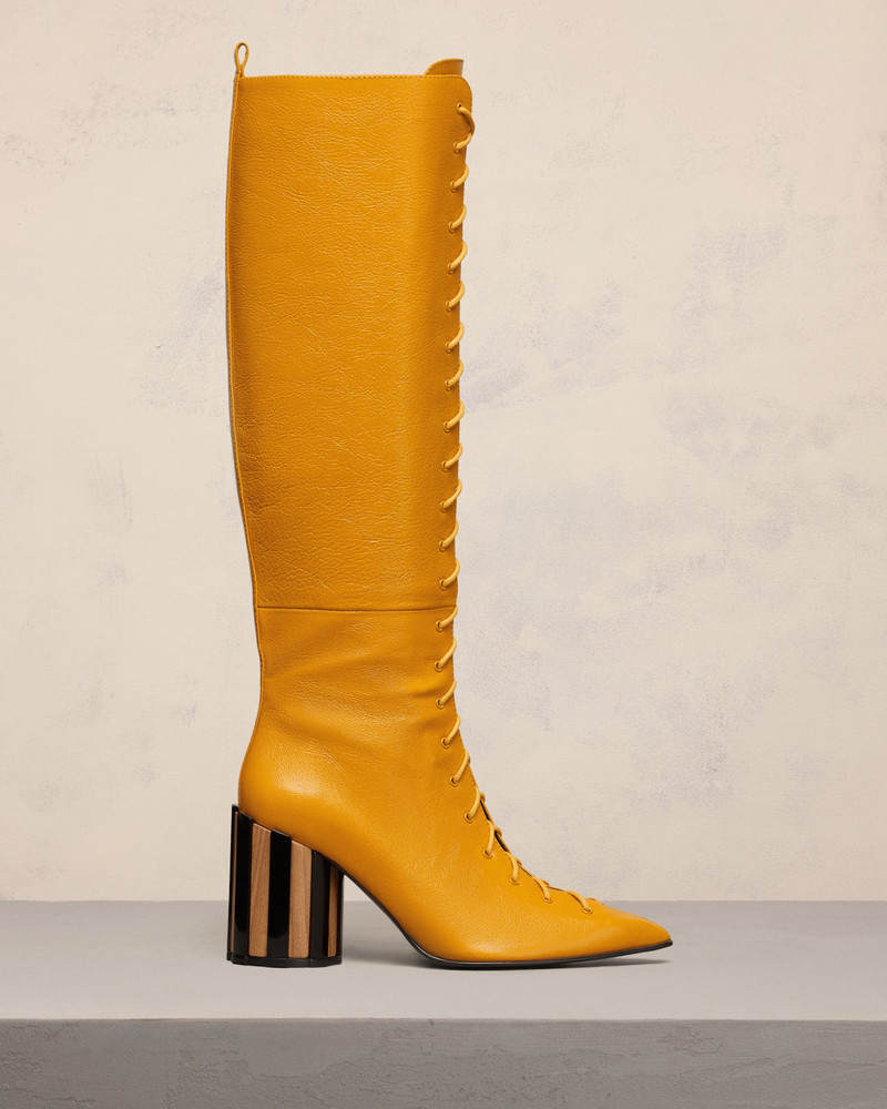 POINTED TOE LACE-UP KNEE HIGH BOOTS 1