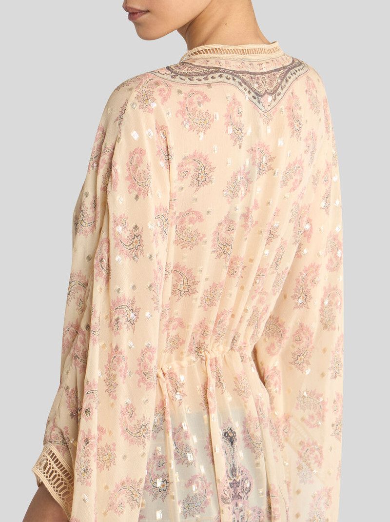 SILK KAFTAN WITH PLACED PRINT 2