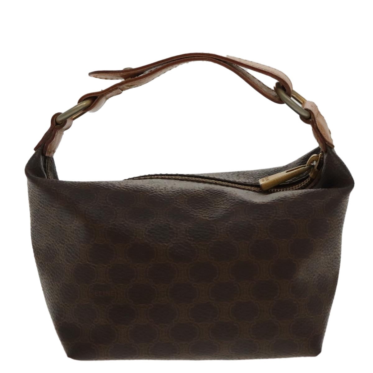 CELINE Macadam Canvas Hand Bag Pvc Leather Gold Brown - 2