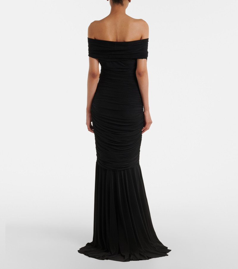 Off-shoulder ruched jersey gown 5