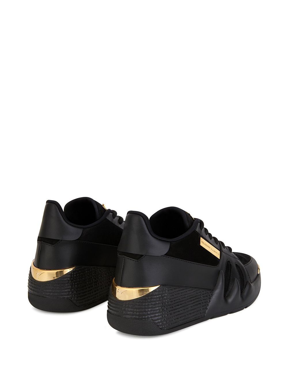 tonal panelled perforated sneakers - 3
