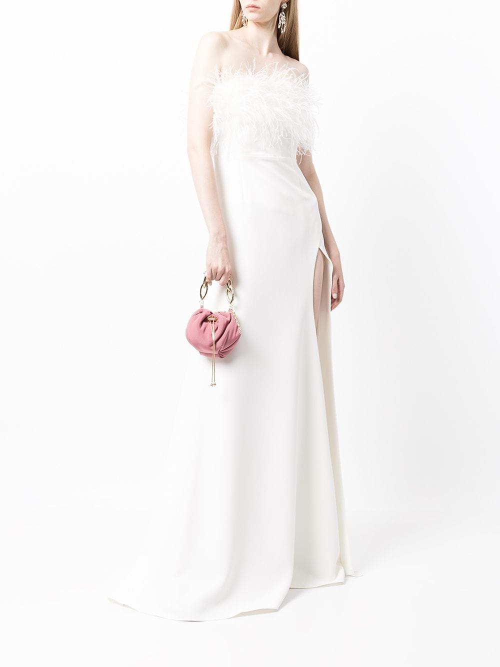 Linc feather-trim detail gown - 2