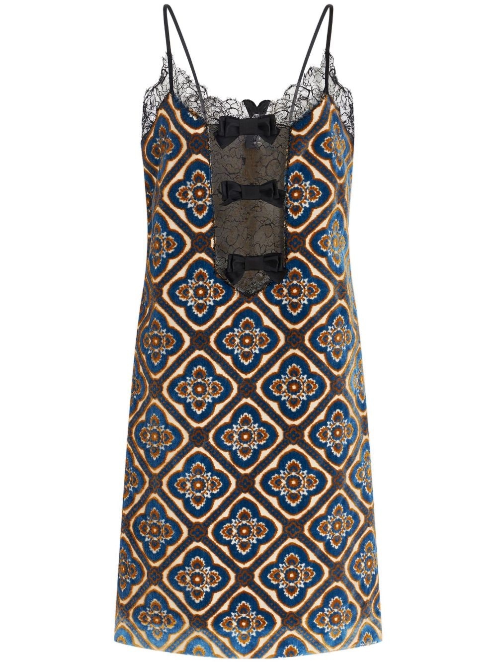 geometri-print lace-trim dress - 1