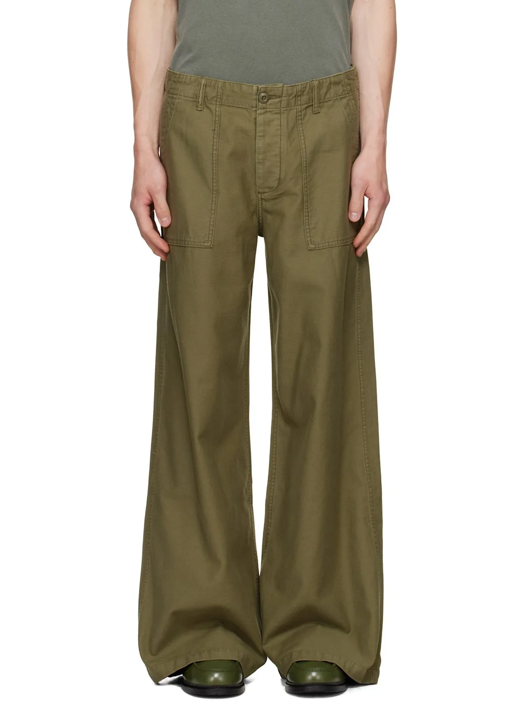 Khaki D'Arcy Flare Utility Cargo Pants - 1